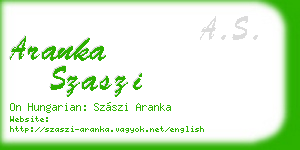 aranka szaszi business card