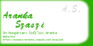 aranka szaszi business card